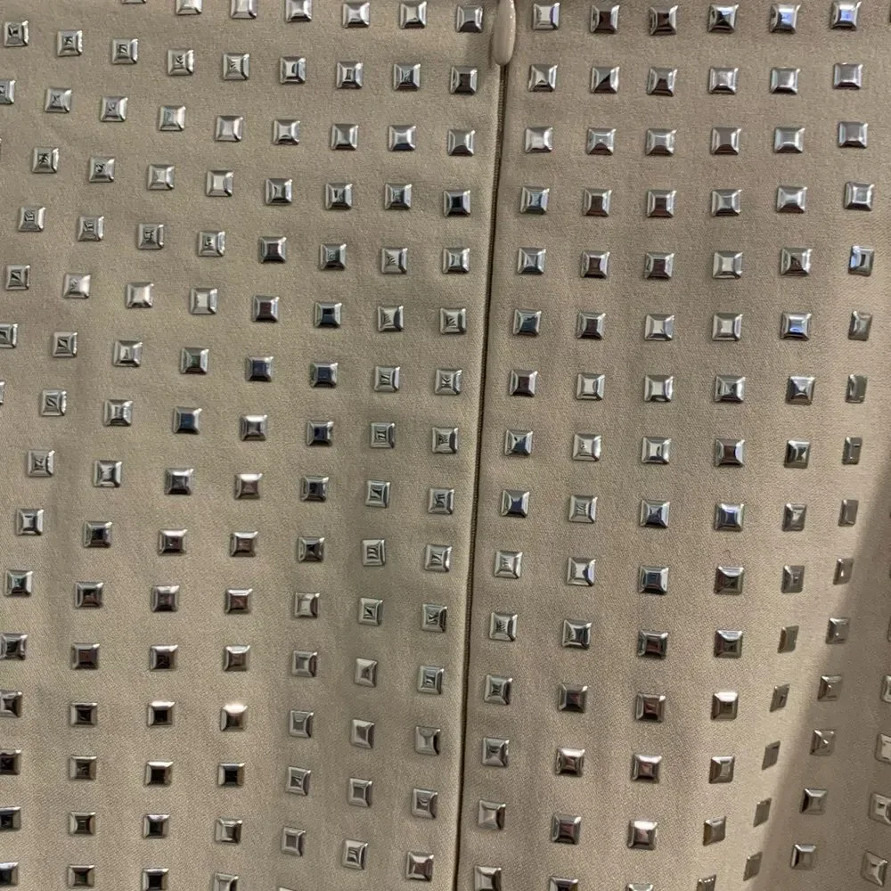H&M Cream Mini Pencil Skirt with Silver Studded Embellishments